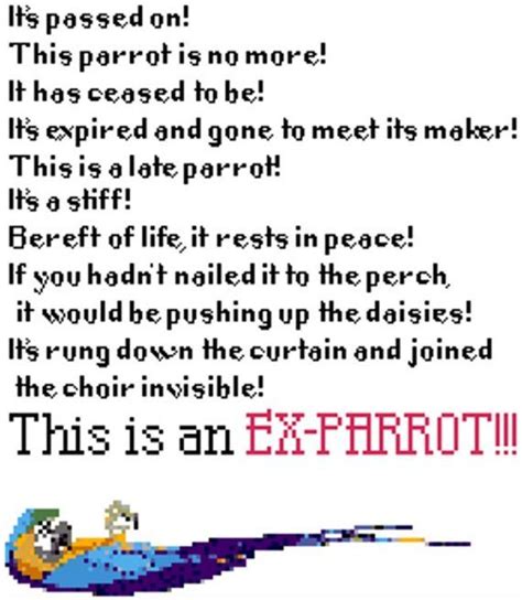 Dead Parrot Sketch Rant Cross Stitch Pattern PDF (With images) | Pattern quotes, Cross stitch ...