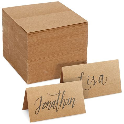 200 Pack Kraft Paper Place Cards for Table Setting, Blank Name Cards for Wedding Reception, Baby ...