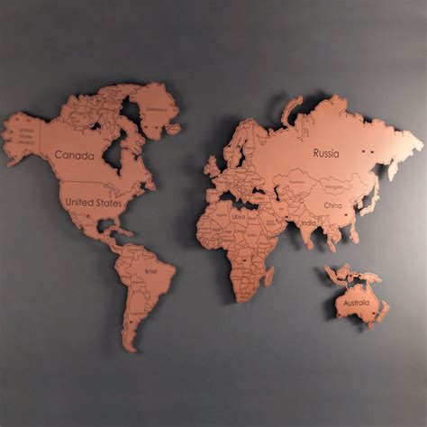 Buy 3D Metal World Map, Metal Wall Map, Housewarming Gift, 3D UV ...