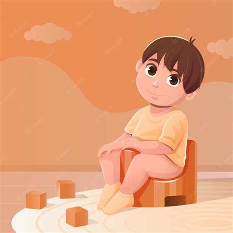 Premium Vector | Cartoon baby sitting on potty