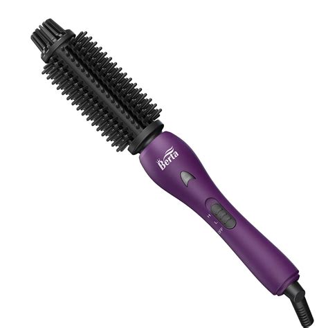 BERTA Professional Hair Curling Iron Negative Ionic Hair Curler Brush Ceramic Hot Brush, Purple ...