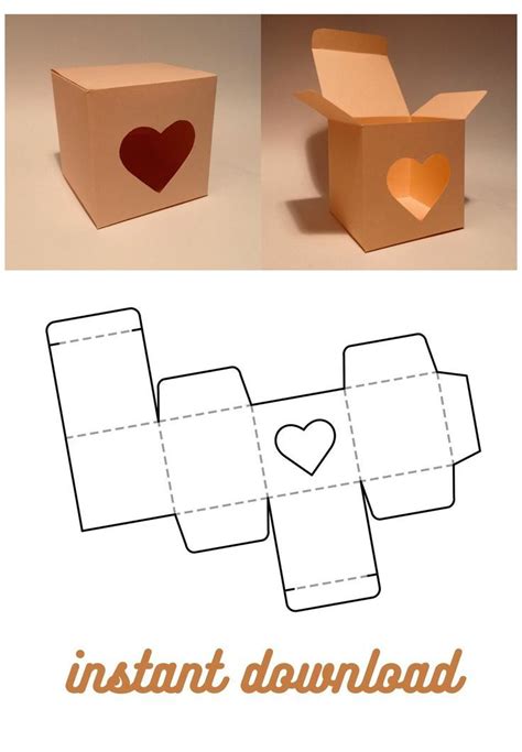 Heart Box Template | Gift box template, Diy gift box template, Heart box template