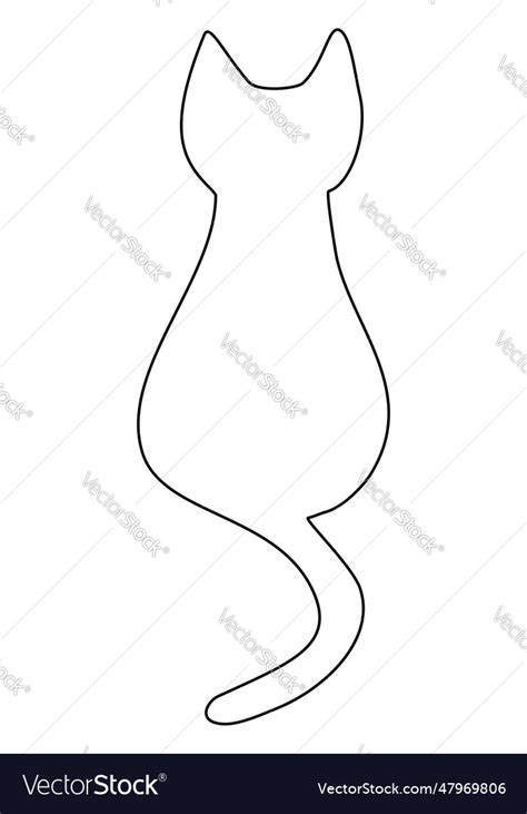 Silhouette of domestic cat back view and waving Vector Image