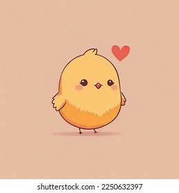 Cute Funny Chibi Chicken Hearts Background Stock Illustration ...