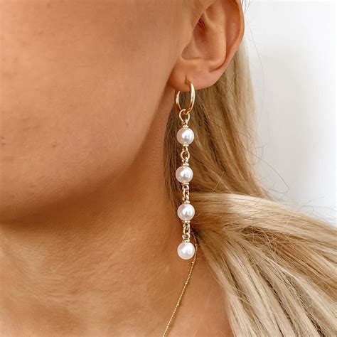 Long Drop Pearl Earrings By Misskukie | notonthehighstreet.com