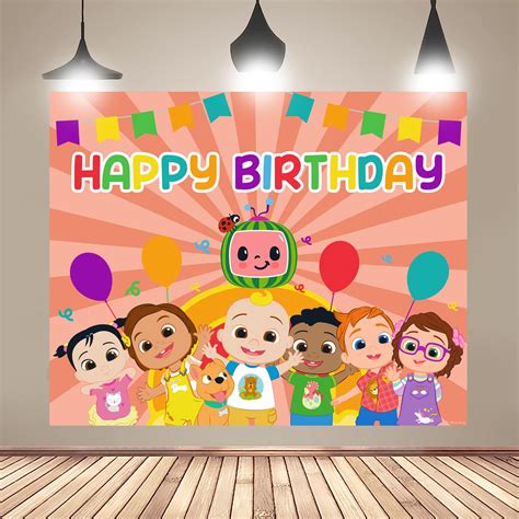 Buy Cocomelon® Theme Happy Birthday Banner Backdrop - Cocomelon Backdrop for Birthday Decoration ...