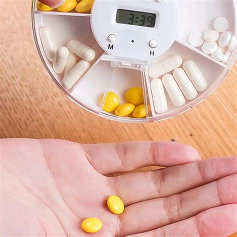 Smart Pill Box Travel Pill Case Alarm reminder 7 grid Splitter Pill ...