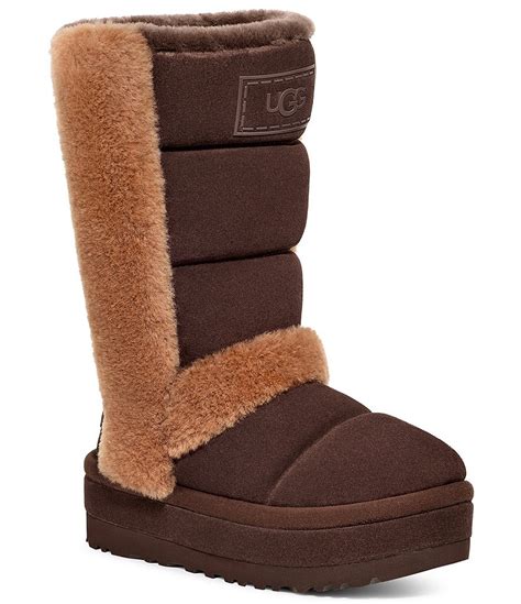 UGG Classic Chillapeak Tall Suede Fur Platform Boots | Dillard's