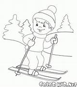 Coloring Page  Boy skiing In The Woods sketch template