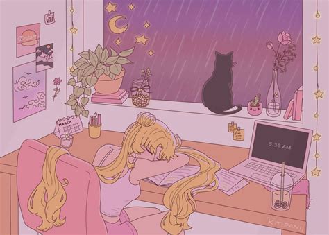 sailor moon but she's a lofi girl by kitteani on DeviantArt | Sailor moon wallpaper, Sailor moon ...