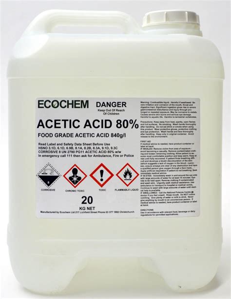 Acetic Acid - Food Grade 80% - Ecochem Limited