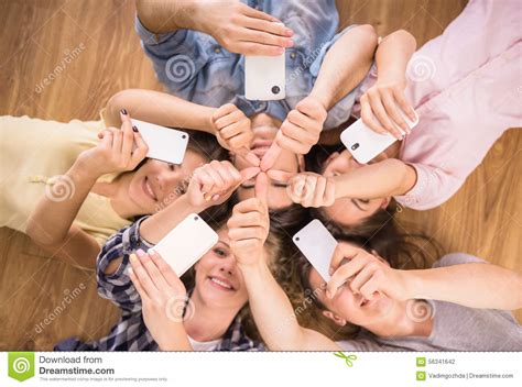Students with gadgets stock photo. Image of friends, circle - 56341642