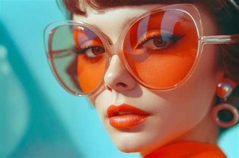 A woman wearing a bright orange outfit and sunglasses | Premium AI ...