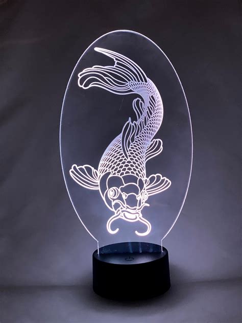 Koi Fish Laser Engraved Acrylic LED Night Light Lamp With Remote ...