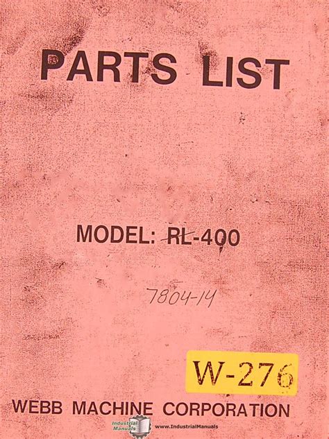 Webb RL-400, Lathe Parts List and Drawings Manual by Webb | Goodreads