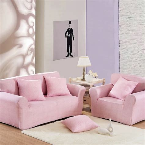 SunnyRain Solid Pink Sofa Cover Elastic L Shaped Sofa Cover Slipcover ...