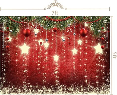 Christmas Backdrop, Red Sparkling Stars Christmas Family Picture Vinyl ...