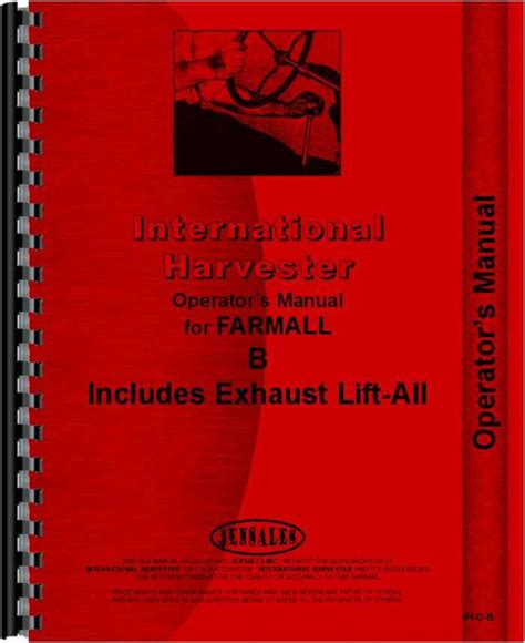 Farmall B Tractor Operators Manual