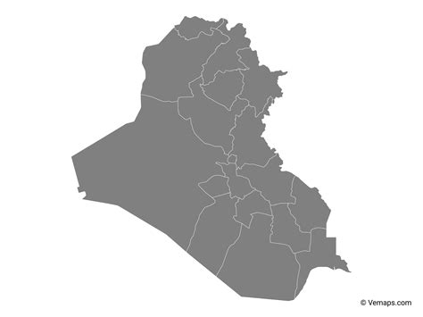 Grey Map of Iraq with Governorates | Free Vector Maps