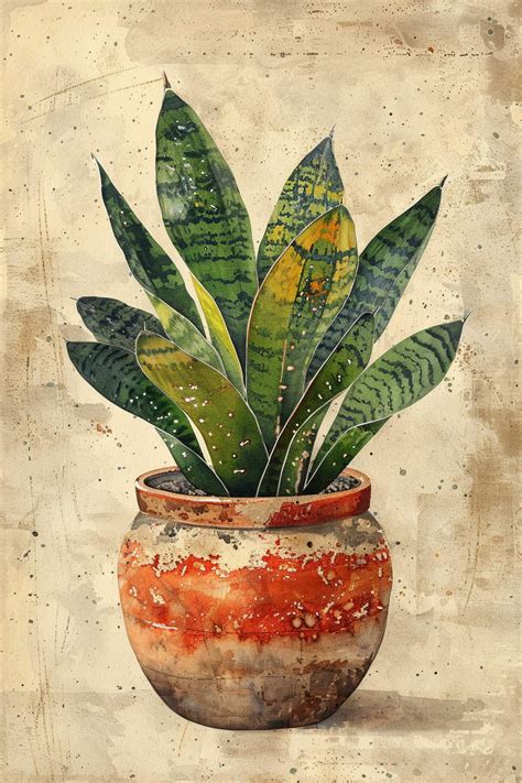 Snake Plant In Pot Art Free Stock Photo - Public Domain Pictures