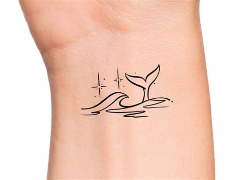 Whale Tail Wave Stars Temporary Tattoo - Etsy Australia