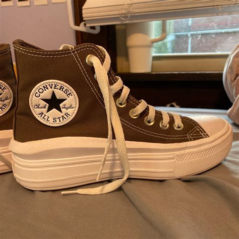 brown platform converse size 6.5 very comfy just... - Depop