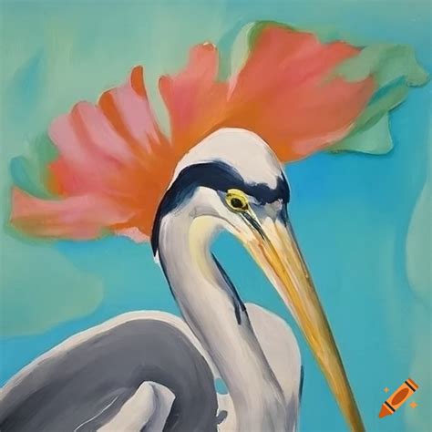 Georgia o'keeffe's painting of a heron with a flower