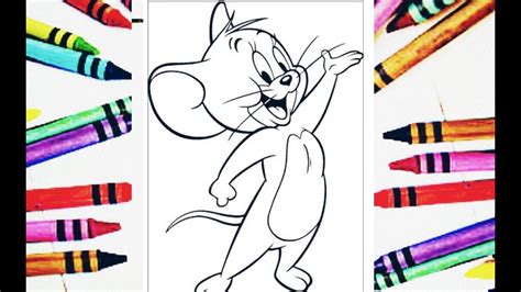 How to draw and fill colour on Jerry for kids and toddler ! Kids coloring page - YouTube