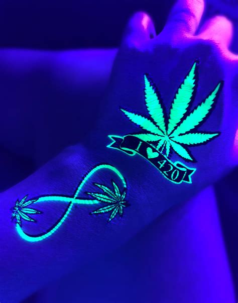 UV Glow in the Dark Party Tattoos Cannabis Marijuana | Etsy