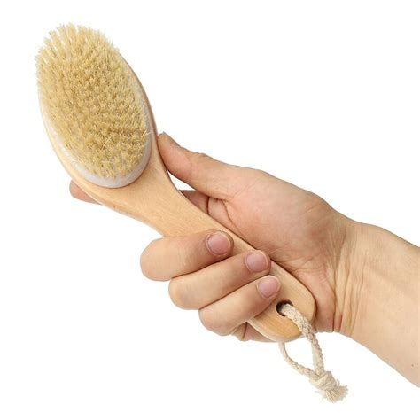 HOT Full Body Natural Bristle Dry Skin Exfoliation Brush Detox Fight ...