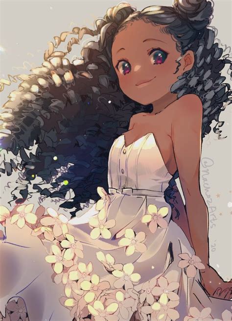 Nachoz 🌸 on Twitter | Black anime characters, Anime art girl, Black girl art