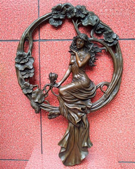 Copper Brass craft Old antique Bronze Arts & Crafts Young girl copper wall sculpture decoration ...
