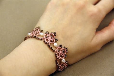 The Kim and I (Tatting Lace): Tatting Lace) Baroque Pearl Tiara bracelet