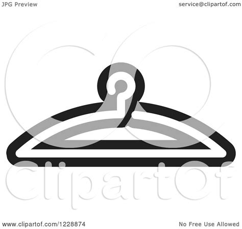 Clipart of a Black and White Clothes Hanger Icon - Royalty Free Vector ...