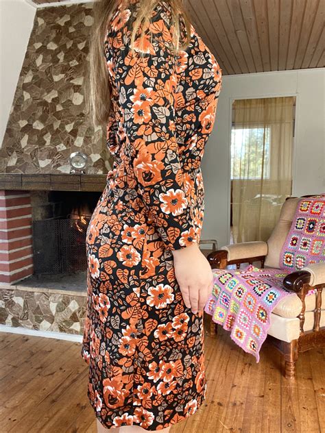 1970s Fall Flower Dress True Vintage - Etsy