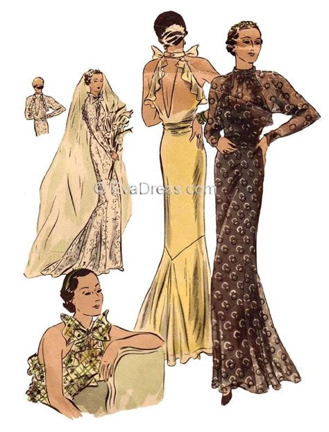 1934 Evening or Wedding Gown Br30-6633 | Wedding gown patterns, Gown pattern, Dress sewing patterns