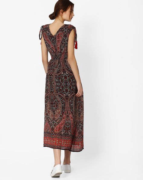 Buy Multicoloured AJIO Printed Maxi Dress with Tie-Ups | AJIO | Printed maxi dress, Womens ...