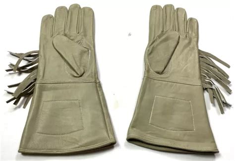 INDIAN WARS US Army Cavalry Leather Gauntlets Gloves W/Fringes-Medium $27.99 - PicClick