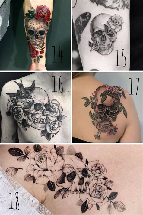 27 Beautiful Skull and Flower Tattoo Ideas - tattooglee | Floral skull ...