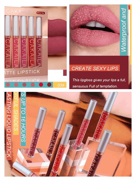 6 Pcs Matte Liquid Lipstick Set Lip Stain Makeup, 24 Hour Long Lasting Waterproof Dark Red Matte ...