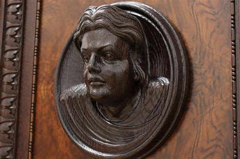 Renaissance Antique Oak Office Library Bookcase Carved Figures #47600 | eBay