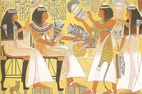 Egyptians wearing perfume cone. The cones would melt and cause fragrance to soak their wigs ...