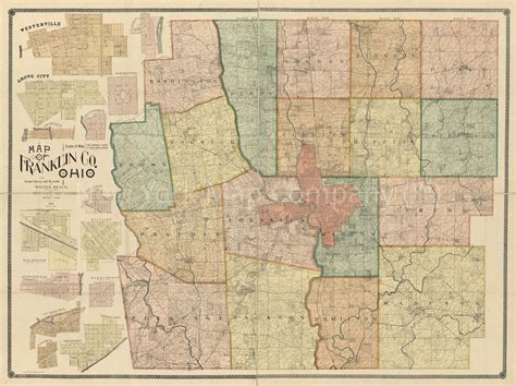 1895 MAP OF Franklin County, Ohio | Vintage Franklin Co. Ohio Map Reproduction | $33.99 - PicClick