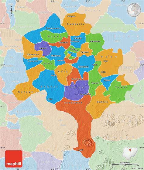 Political Map of Kano, lighten