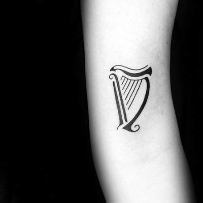 60 Harp Tattoo Designs For Men | Irish harp tattoo, Small irish tattoos ...