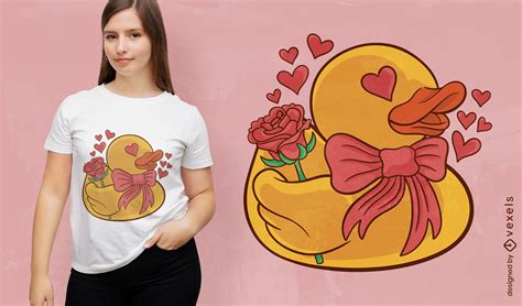 Rubber Duck Valentines Day T-shirt Design Vector Download