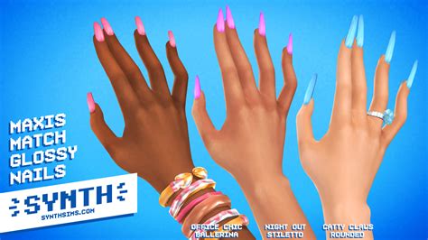 The Sims 4 maxis match glossy nails custom content - Best Sims Mods