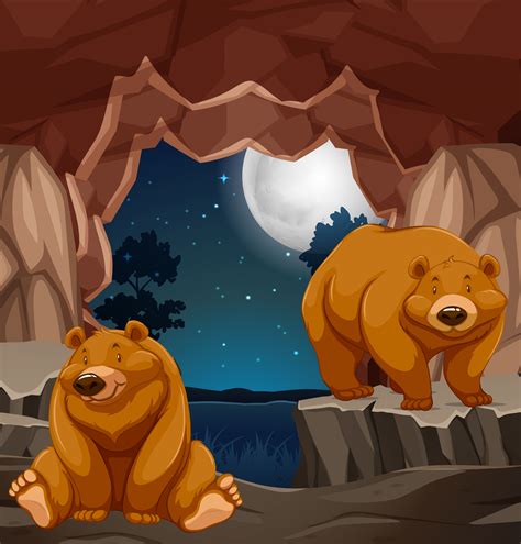 Two brown bears in cave 296606 Vector Art at Vecteezy