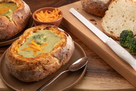 Rustic Broccoli Cheddar Soup in a Bread Bowl