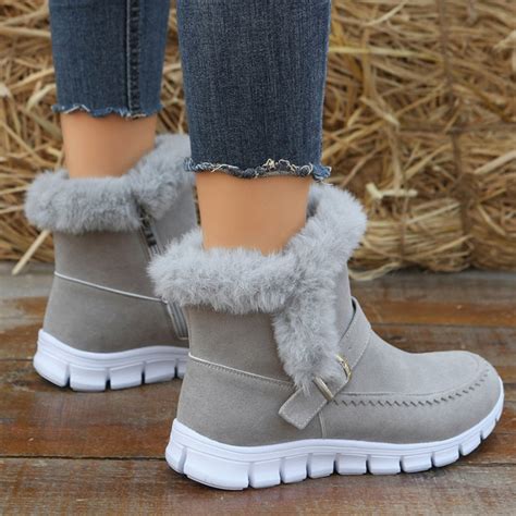 Women's Thick Fur Snow Boots Non Slip Faux Suede Ankle - Etsy